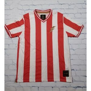 Football Town Jersey Mens 2XL White Orange Stripe Shirt Emilio‎ Sansolini